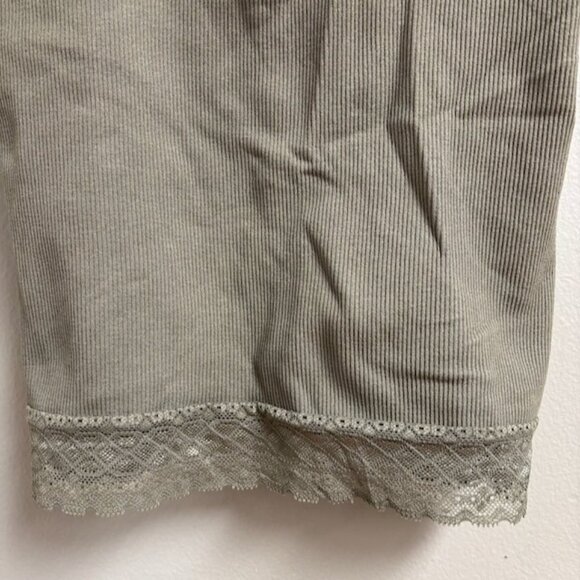 Self Esteem Y2K Lace Trim Ribbed Green Tank Top Size XS Cropped 90s Boho Casual - Picture 3 of 9